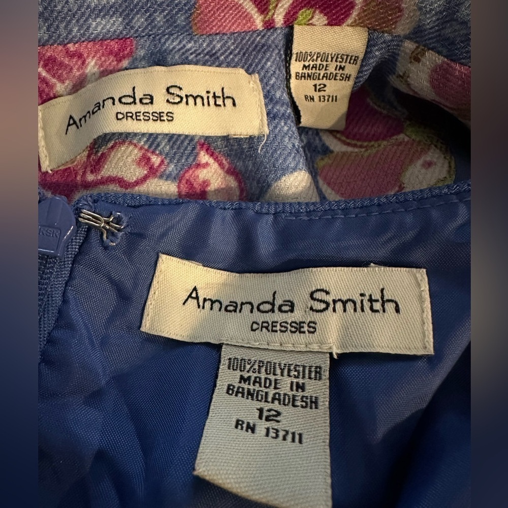 Amanda Smith Floral Blue dress set dress (2pcs) size 12 - Picture 10 of 10